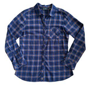 Eddie Bauer Blue + Camel Flannel Button Down